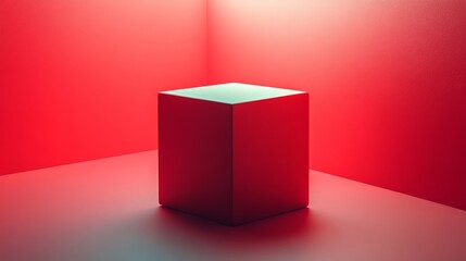 A vibrant matte red cube with a bold finish, centered on a white background 