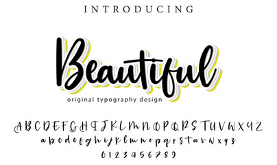 Beautiful Font Stylish brush painted an uppercase vector letters, alphabet, typeface