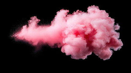 Holi Festival concept. Pink powder cloud against black background, creating dynamic effect