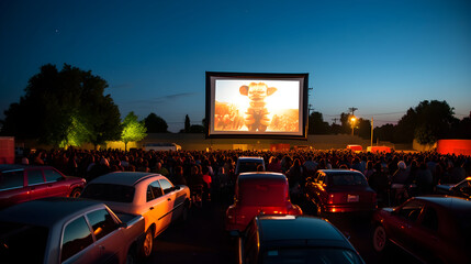 Nostalgic Evening at Drive-In Theater: A Snapshot of Timeless Americana