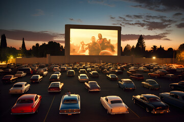 Nostalgic Evening at Drive-In Theater: A Snapshot of Timeless Americana