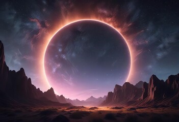 Ethereal glow of semicircular lights illuminates the night sky with soft ethereal hue, ambient, night sky