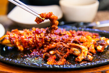 roasted small octopus with spicy seasoning