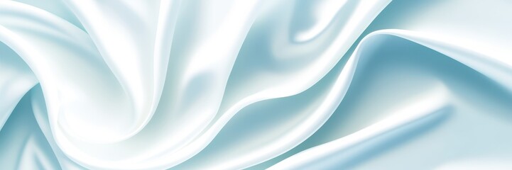 Obraz premium Soft silky fabric, flowing waves, pale blue satin, gentle folds, smooth texture, shimmering surface, abstract background, elegant drapery, light and shadow play, minimalist design, luxury textile, ser