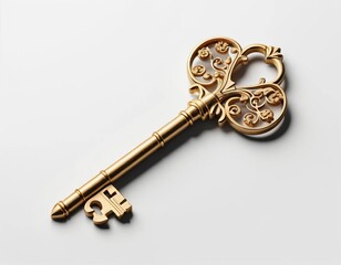 golden key isolated on white