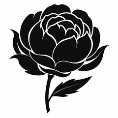 Peony Perfection black silhouette vector