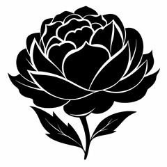 Peony Perfection black silhouette vector