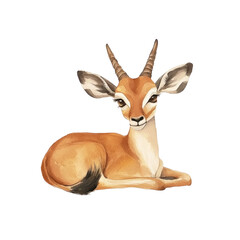 Charming Illustration of an Impala Calf Resting in a Serene Pose, Ideal for Nature-Themed Projects and Designs