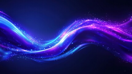 Obraz premium Abstract Blue and Purple Glowing Waves with Sparkling Lights
