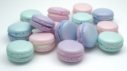 Obraz premium Colorful Macarons in Pastel Shades on a Bright Background