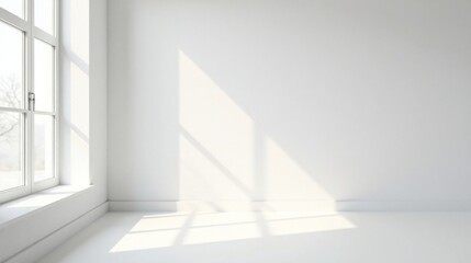 Obraz premium Serene Minimalist Room with Sunlight Streaming Through a Window