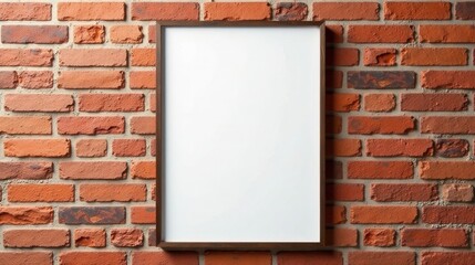 Blank Rectangular Frame on Brick Wall, Perfect for Your Design or Message