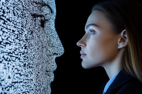 A modern digital hiring process concept, showing a recruiter scanning candidate profiles on a holographic display
