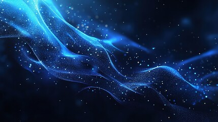 Obraz premium Dynamic Blue Light Streaks Against a Dark Background for Design