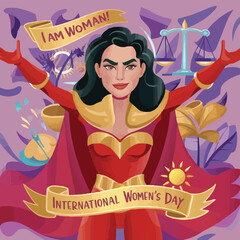 woman illustrating international women's day with fictional character victor Art with Cartoon