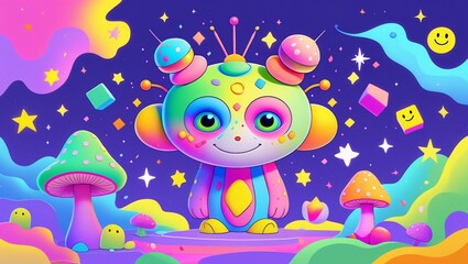 Fototapeta premium a cartoon character with a colorful hair and a big smile