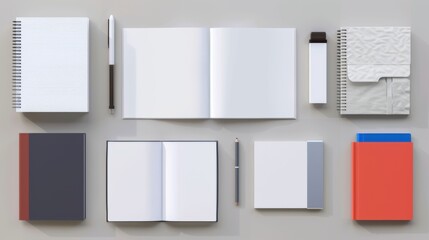 Books, Notebooks, Textbooks and Blank Paper Templates