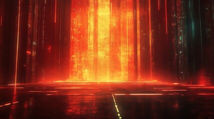 Futuristic Neon Light Background with Empty Floor and Dynamic Glow