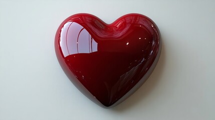 A smooth, transparent 3D-rendered heart with vibrant red accents on a clean white canvas
