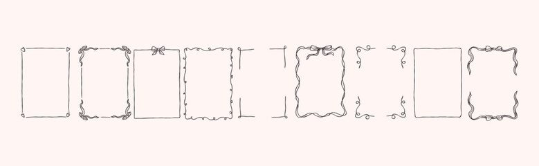 Hand drawn whimsical romantic frames and borders collection