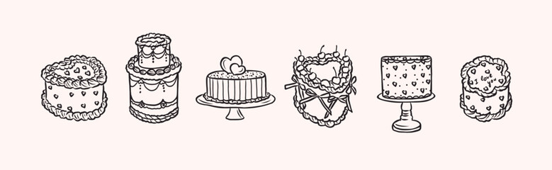 Hand drawn whimsical cakes collection