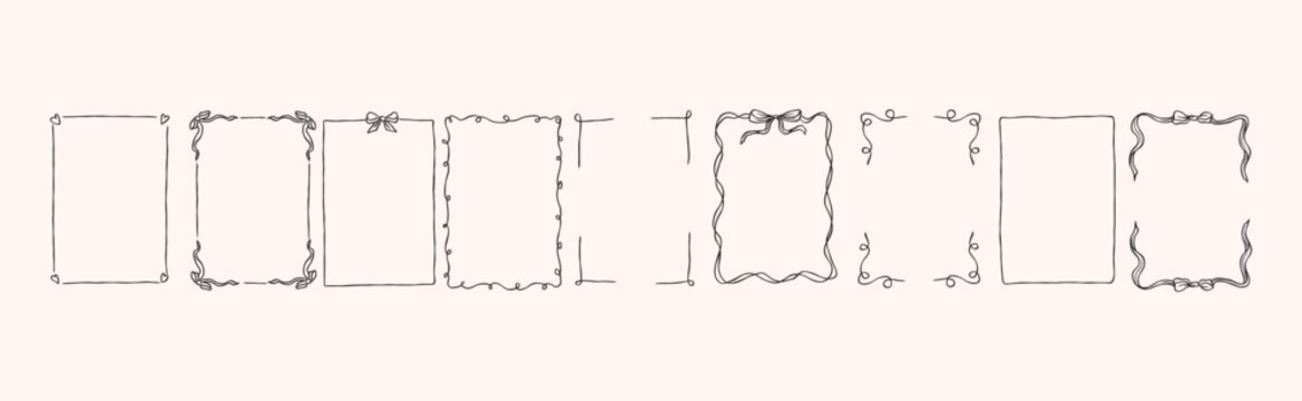 Hand drawn whimsical romantic frames and borders collection