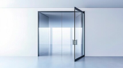 Transparent and Reflective Glass Doors in Geometric Space