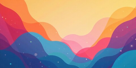 Abstract Colorful Wavy Landscape Design Featuring Vibrant Hues and Subtle Glimmering Particles