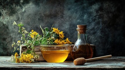 Golden Honey in a Bowl or Bottle: Natural Sweetness and Nutrient-Rich Elixir for Health and Cooking
