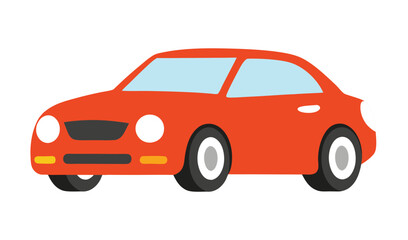 Flat style red car vector illustration. Colorful flat icon design of a sedan.