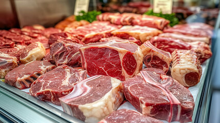 Close-up of the meat counter
