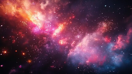 Naklejka premium Colorful Fireworks Bursting in the Night Sky Ethereal Display