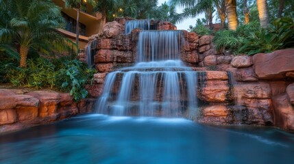 Fototapeta premium Cascading Waterfall into Vibrant Blue Pool
