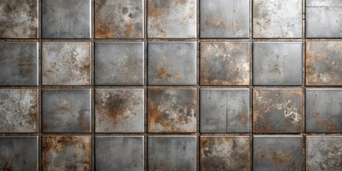 Naklejka premium Rustic Grey and Brown Square Tiles with Distressed Texture A Seamless Pattern for Design Projects