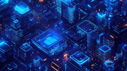 Cyberpunk Cityscape: Smart Contract Platform, Quantum Resistance, 3D Rendering