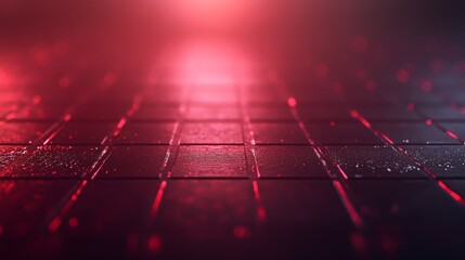 Obraz premium Dynamic promotional banner showcases glowing neon text and geometric patterns against a dark digital grid, with ample copy space on the right for additional content