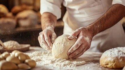 Fototapeta premium Man working in a bakery