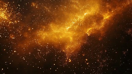 Bright Golden Particles Shimmering Against Dark Background