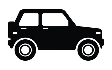 Simple Car clip art Silhouette Vector. Minimalist flat Van Icon Design. Modern SUV Outline Graphic.