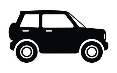 Simple Car clip art Silhouette Vector. Minimalist flat Van Icon Design. Modern SUV Outline Graphic.