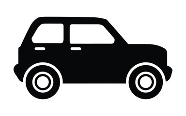 Simple Car clip art Silhouette Vector. Minimalist flat Van Icon Design. Modern SUV Outline Graphic.