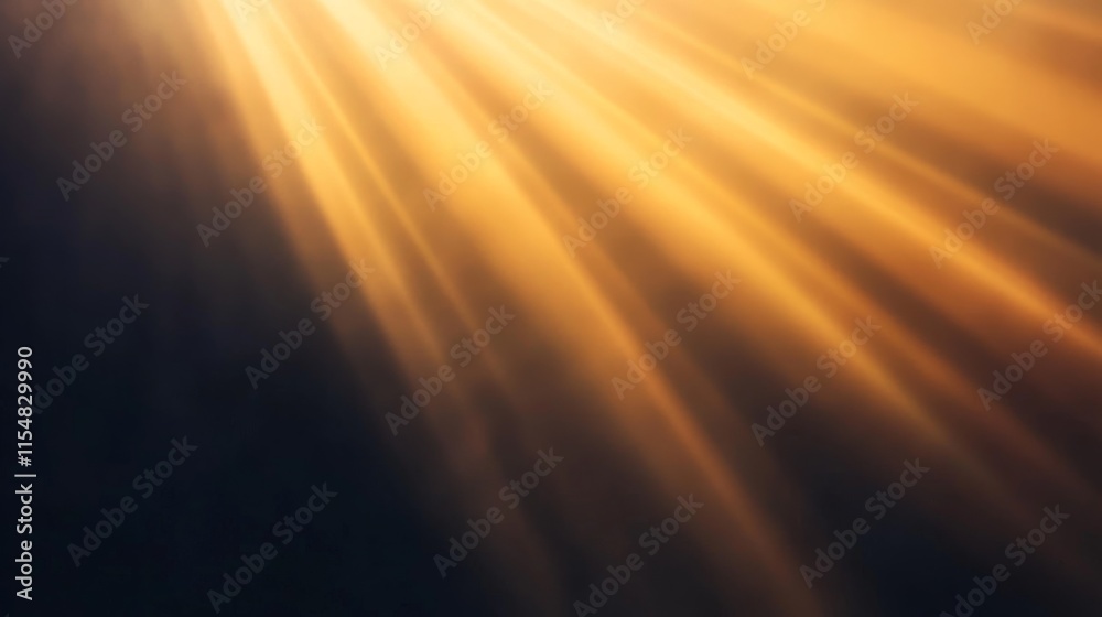 Poster golden sun rays illuminate a dark backdrop, generating a warm and inviting overlay effect, perfect f