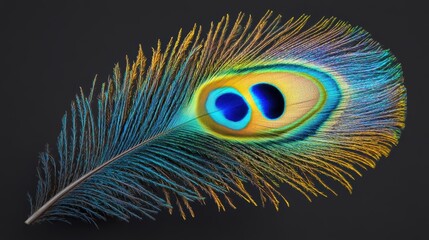 Obraz premium attractive and colorful peacock feather isolated on transparent background.