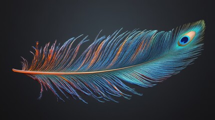 Obraz premium attractive and colorful peacock feather isolated on transparent background.