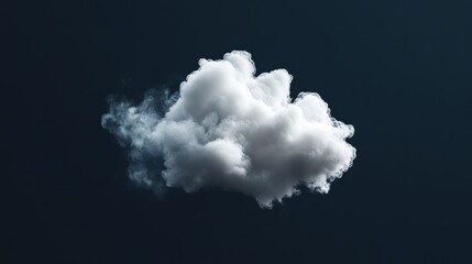 Naklejka premium A lone white cloud with a soft, cotton-like texture on a pure black backdrop, clean and simple