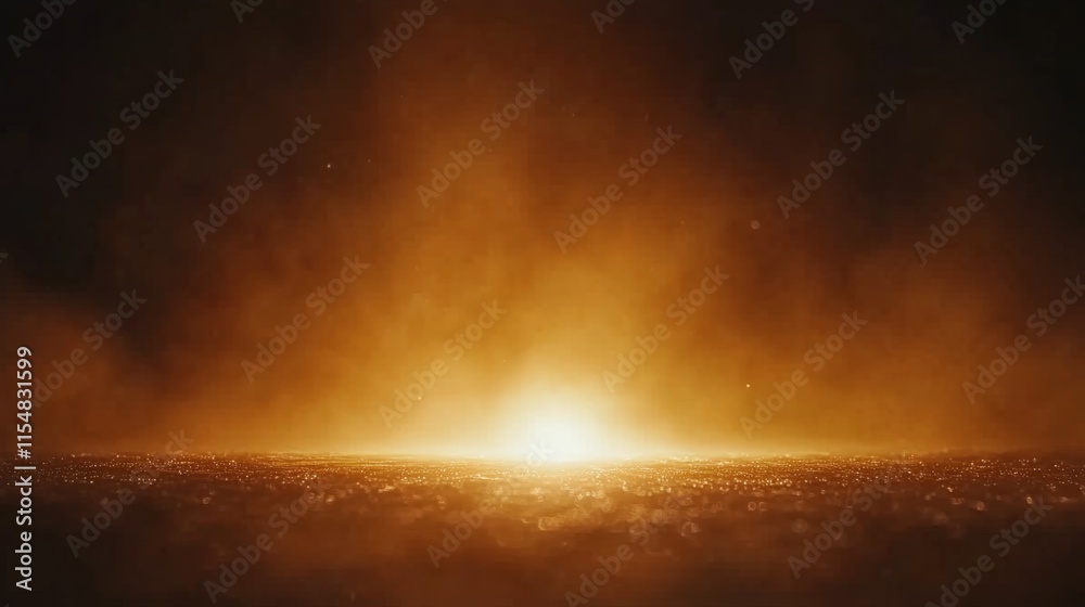 Aufkleber A wide-angle view captures a golden celestial sky with a glowing aura emanating from a single bright focal point, creating a mystical and spiritual atmosphere