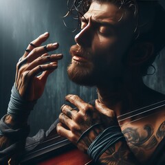 Fototapeta premium 215 Contemporary musician emotional expression artistic soul