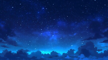 Background of a night sky filled with stars in a cartoon style