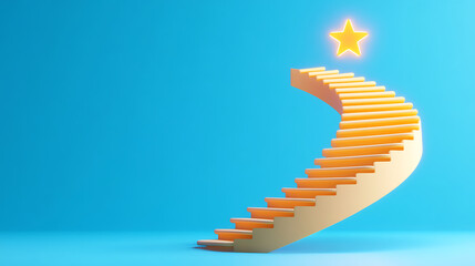 Obraz premium Ascending steps to success inspirational staircase with star minimalist background abstract concept