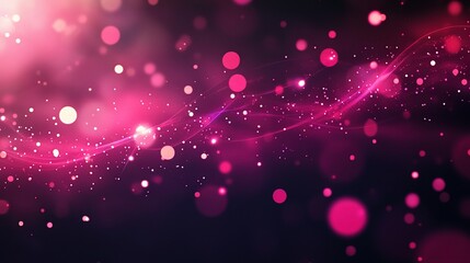 Dark Abstract Pink Background with Neon Lines and Glowing Spots